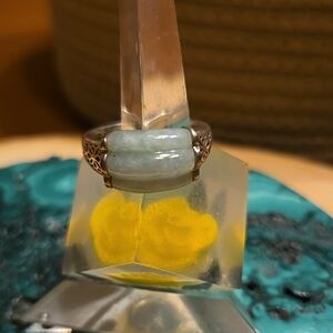 Sterling Silver Statement Ring with Pale Green Jade